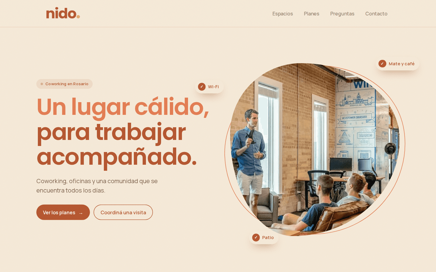 Nido Cowork, un coworking de ejemplo con el estilo Orgánico